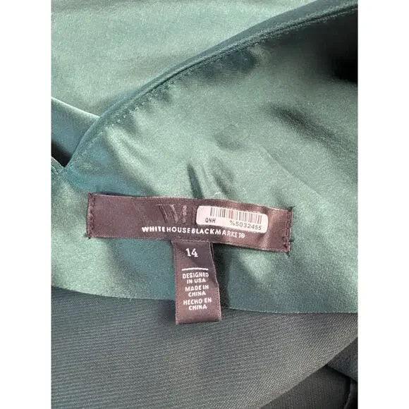 White House Black Market Satin Slip Dress Formal Sleeveless Green Size 14 - Picture 9 of 11